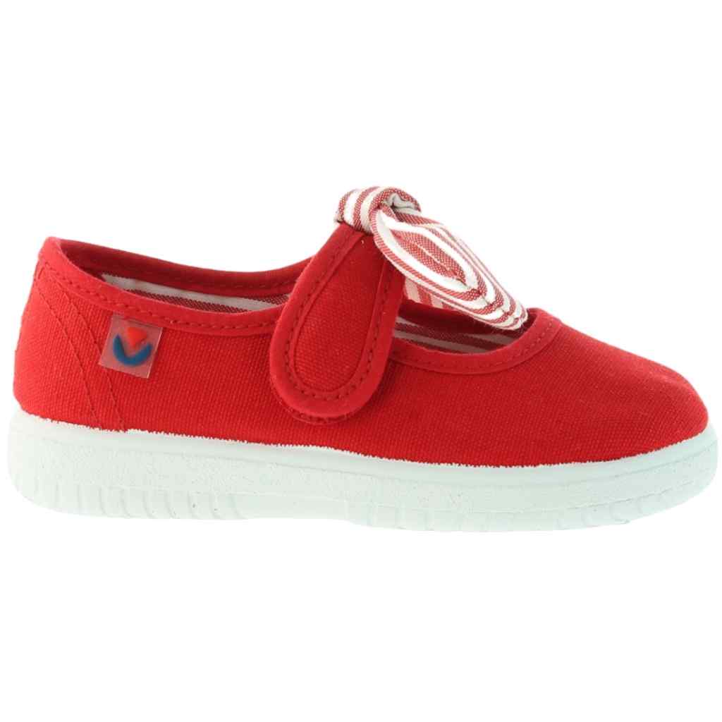 Merceditas Lona Velcro con Lazo Victoria modelo 105110 en color rojo