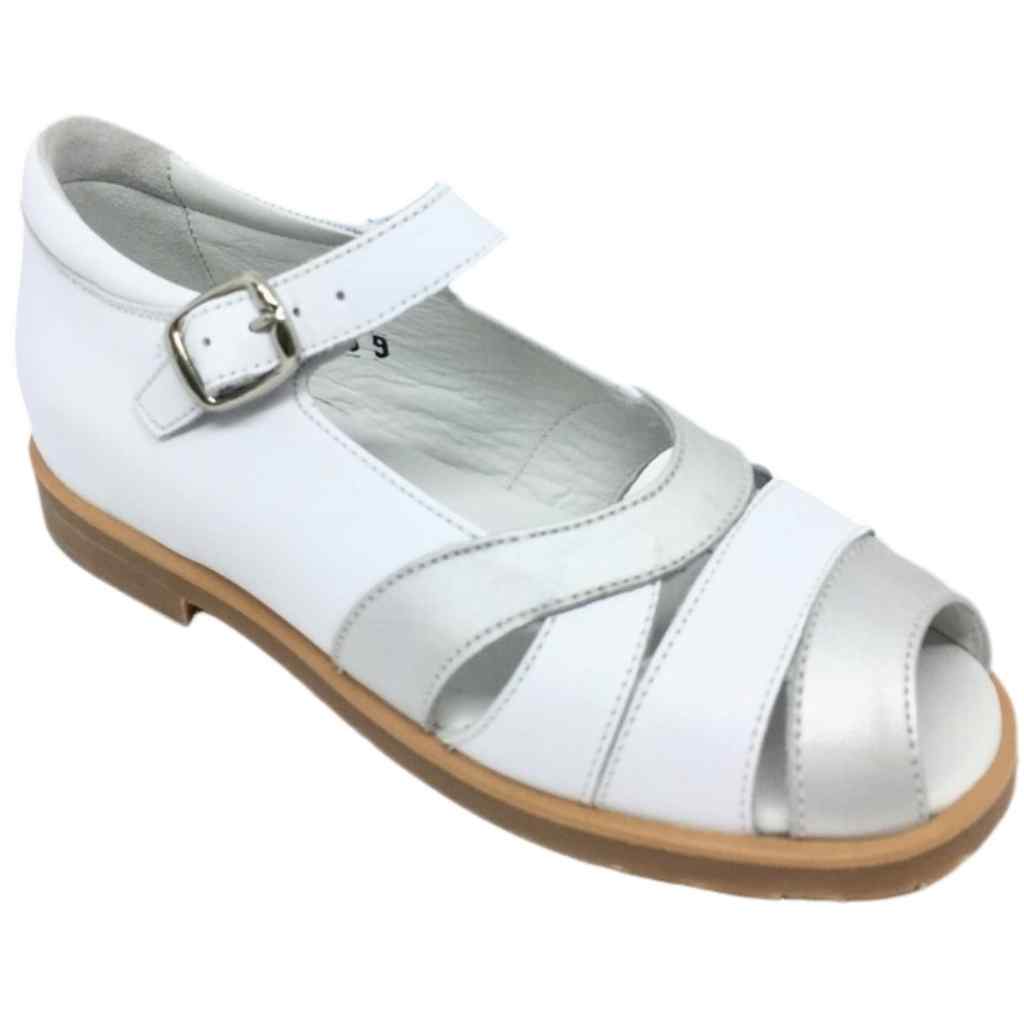 Sandalias Ortopédicas de Piel Velcros Mendivil modelo 21821 en color blanco/plata