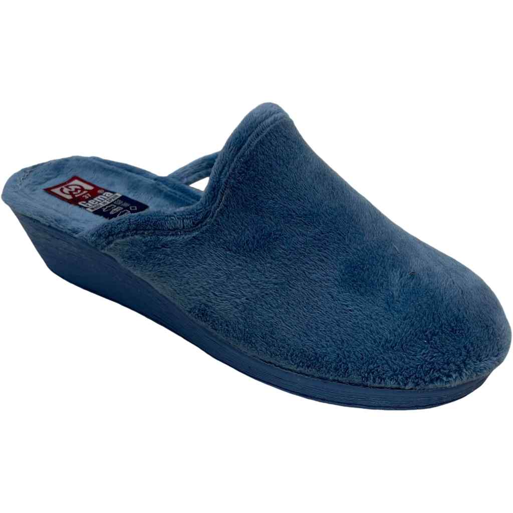 Zapatillas de casa mujer chinela con cuña Gema Gar modelo 7620-1 en color azul