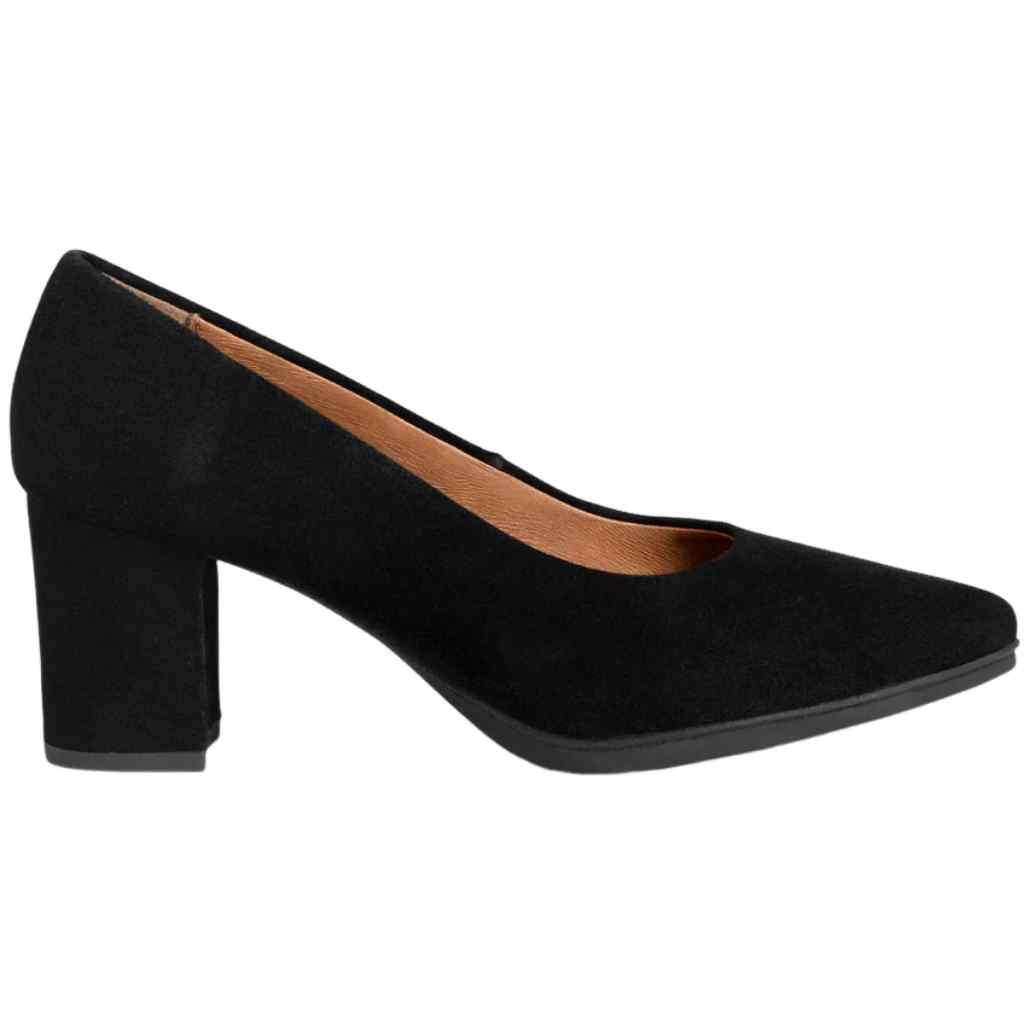 Zapatos de ante con tacón medio para mujer miMao modelo 24010 en color negro