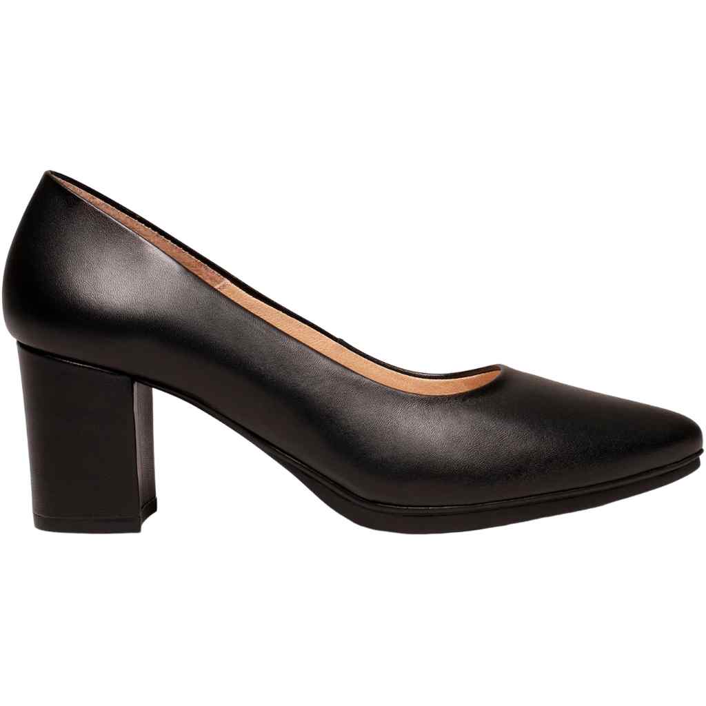 Zapatos de piel con tacón medio para mujer miMao modelo 24012 en color negro