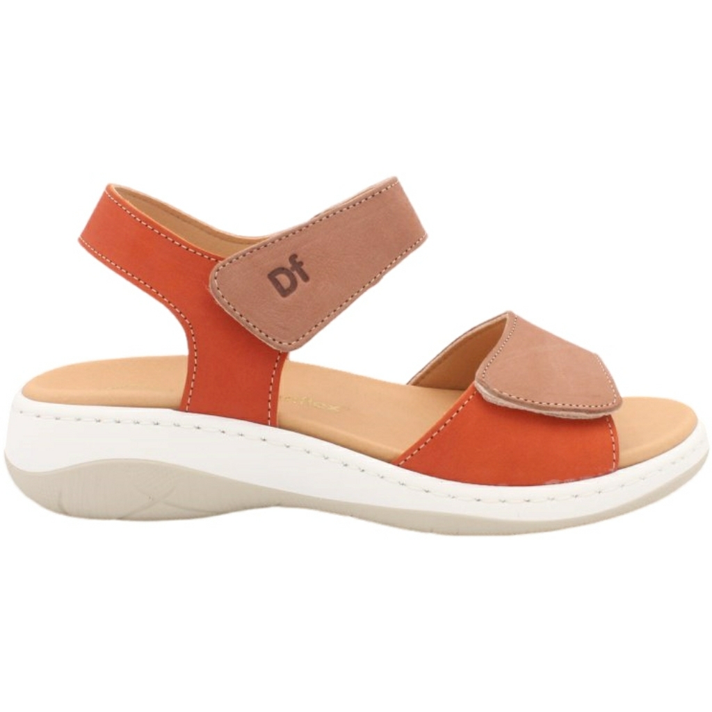 Sandalias de Piel Confort con Velcros Descanflex modelo 18550 en color naranja