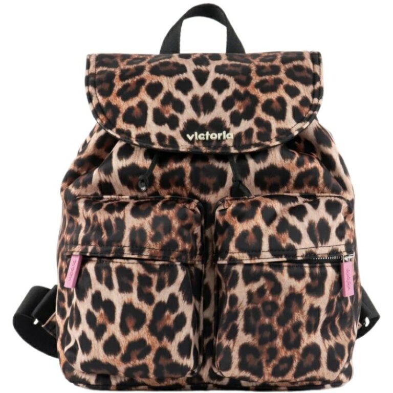 Mochila de Nylon con bolsillos Victoria modelo 9225104 en color leopardo