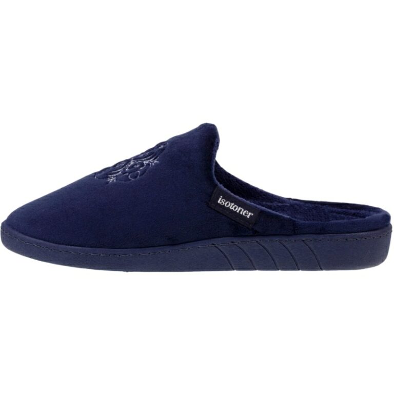 Chinelas de casa con cuña para Mujer Isotoner modelo 90219 en color marino