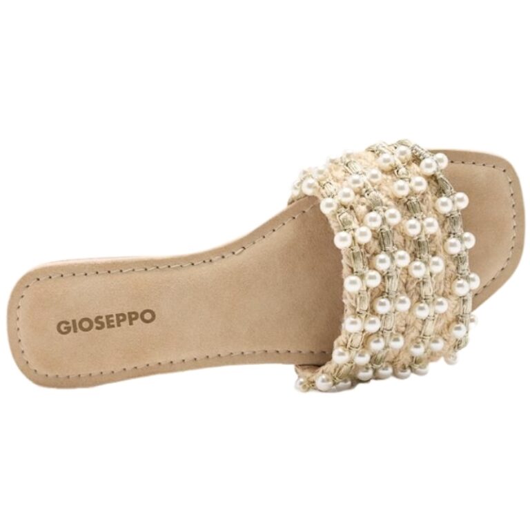 Sandalias Slippers Perlas Piel Langdon GIOSEPPO modelo 75427 en color platino