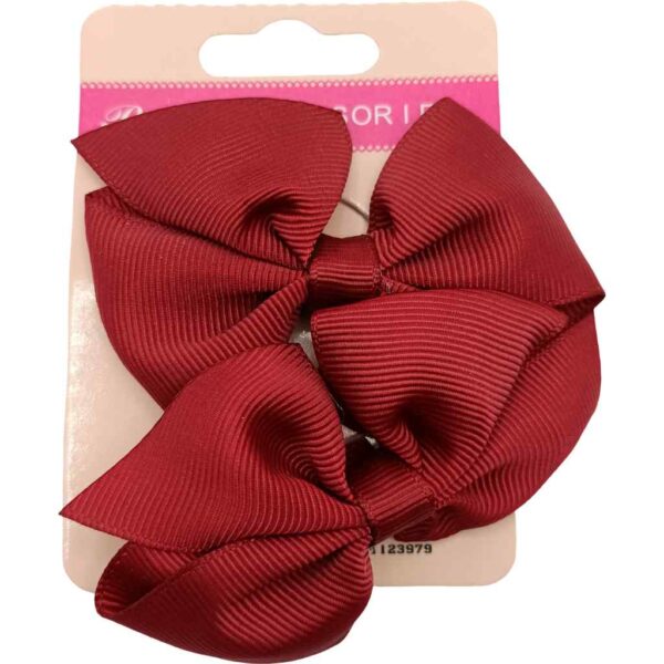 Pack de 2 Lazos coletero para el pelo de niñas modelo 291 2PACK en color granate