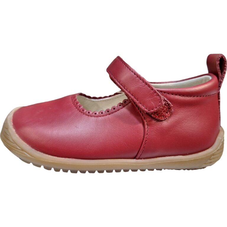 Merceditas Respetuosa Velcro Colegial Piel modelo MP-1010 en color rojo