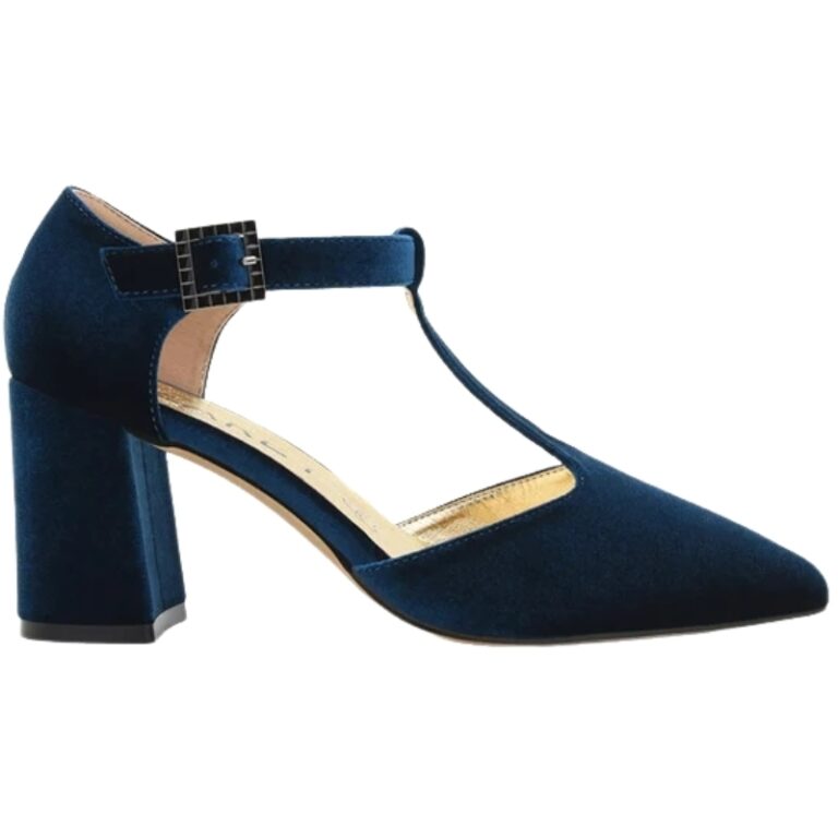 Sandalias Tacón Terciopelo Tira Empeine Azarey modelo 459K215 en color azul