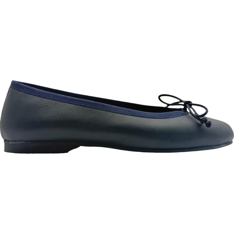 Bailarina Clásica Piel Ajustable Lazo De Pablos modelo 310 en color marino