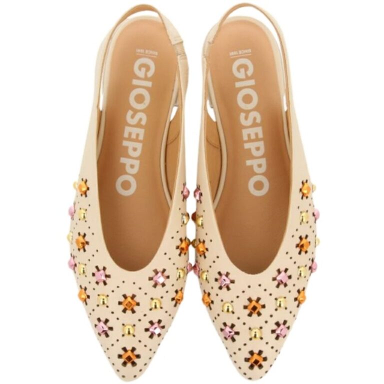 Bailarinas talón elastic con tachas GIOSEPPO modelo 71194 en color beige