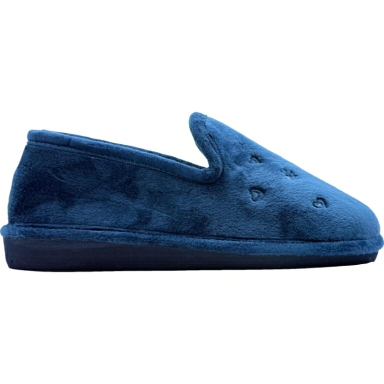 Chinela para casa de Felpa con Cuña De Pablos modelo IN0585 en color marino