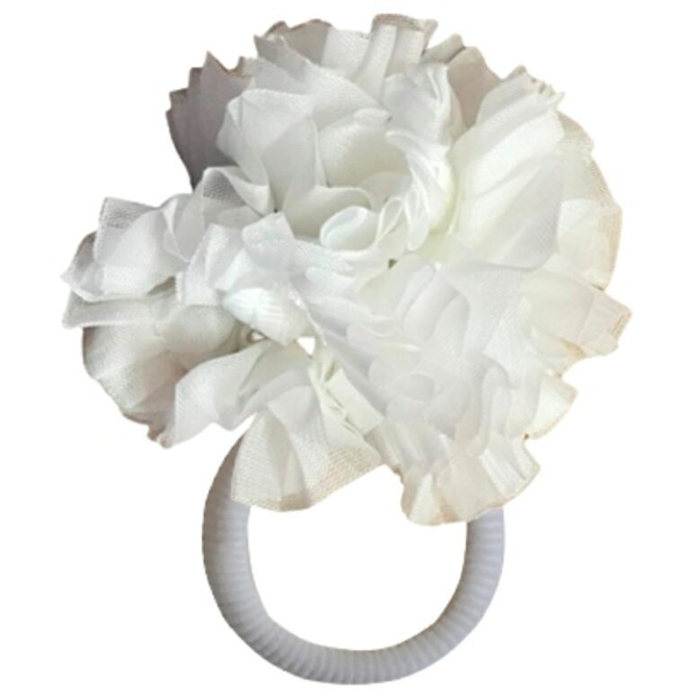 Goma Coletero Moña Flor Clavel Cuini modelo 58201 en color blanco