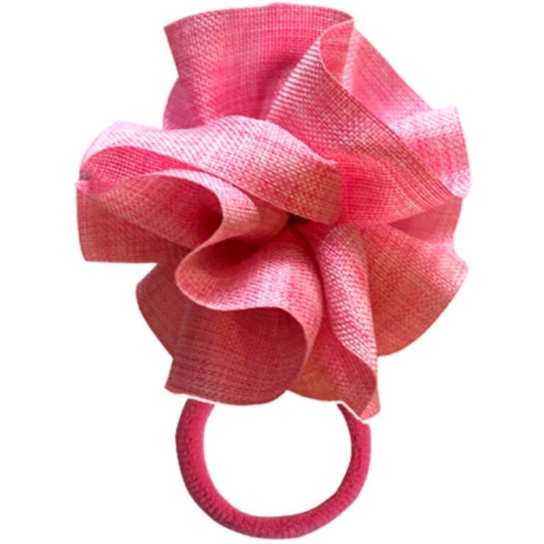 Goma Coletero Moña Flor Rafia Cuini modelo 58018 en color fuxia