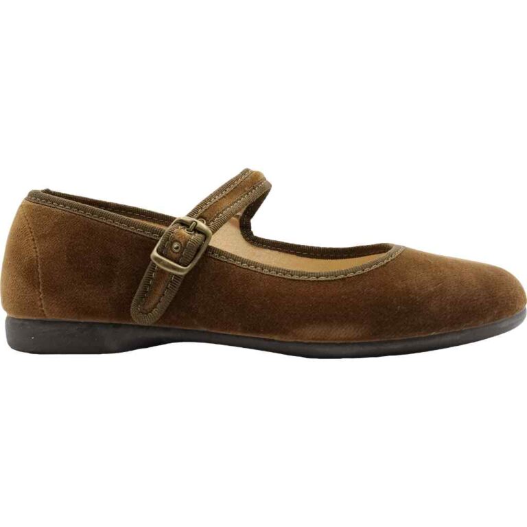 Merceditas Niña Terciopelo Escotada modelo 1189-03 en color taupe