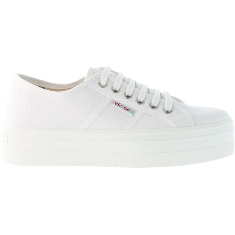 Playero plataforma Lona Victoria modelo 109200 en color blanco