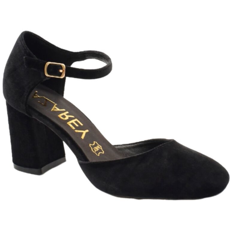 Salón con Tacón punta redonda Terciopelo Azarey modelo 459H551 en color negro