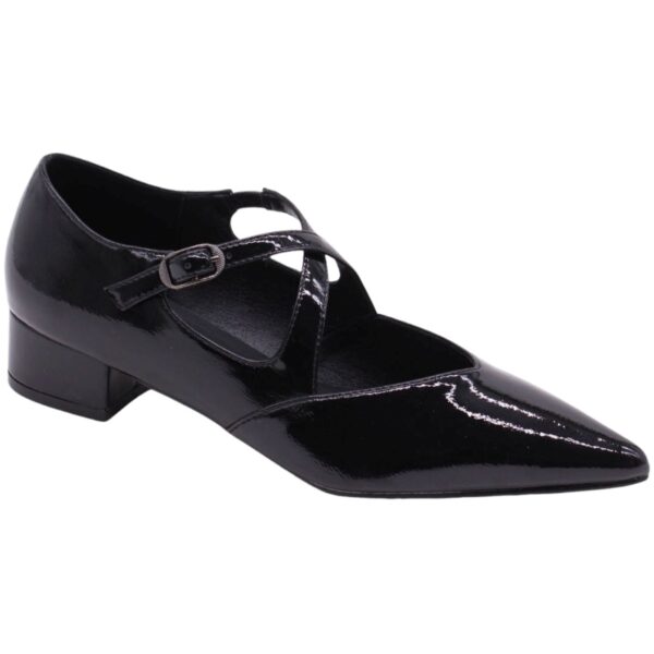 Salón de Tacón Bajo Tiras cruzadas Hebilla modelo 597K043 en color negro