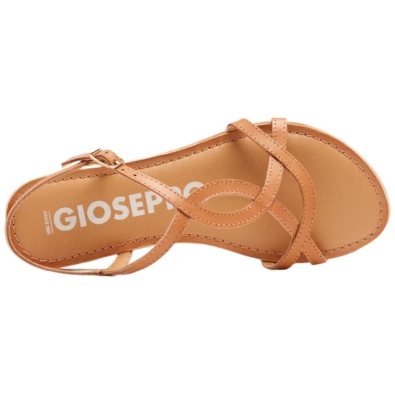 Sandalia Tiras Cruzadas Plana Piel Gioseppo modelo 69113 en color cuero