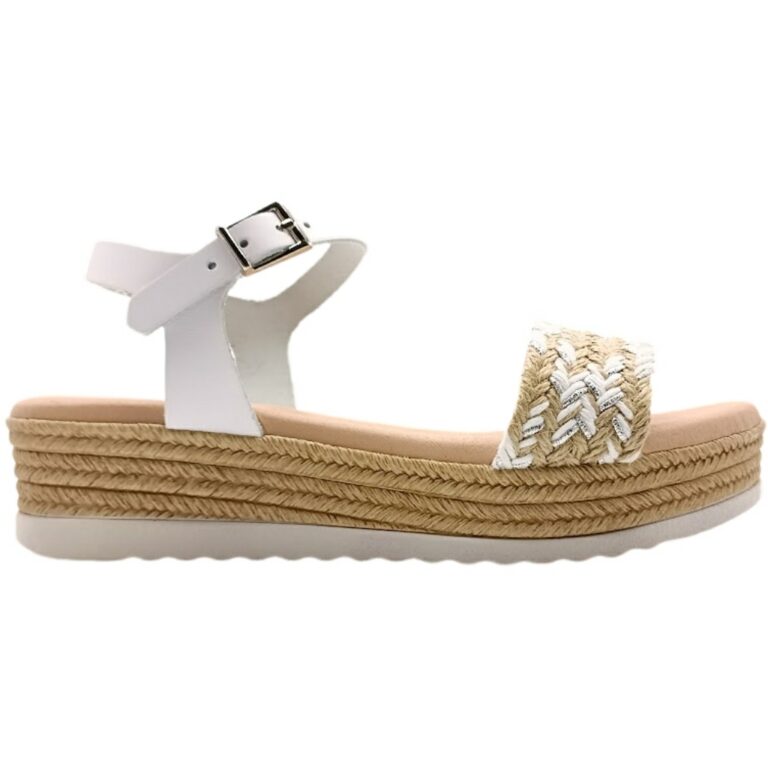 Sandalias con plataforma de yute De Pablos modelo 5527 en color blanco