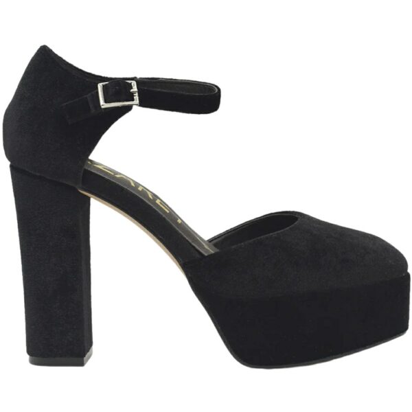 Zapatos Platafor.y Tacón Alto terciopelo Azarey modelo 494G641 en color negro