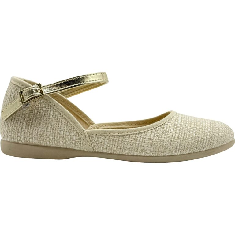 Merceditas Lino con detalle dorado Nimes De Pablos modelo 1164-23 en color beige