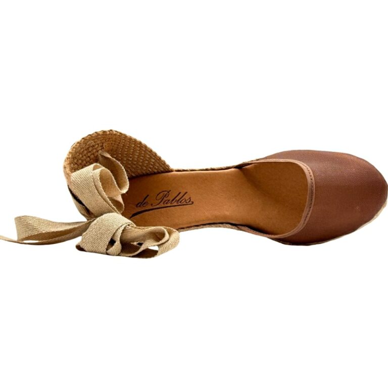 Alpargatas con cintas cuña rejilla nylon De Pablos modelo 302D5 en color marron