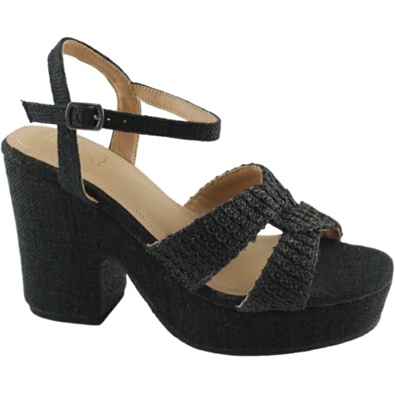 Alpargatas yute Tacón Hebilla mujer Davinia modelo 8441-3 en color negro