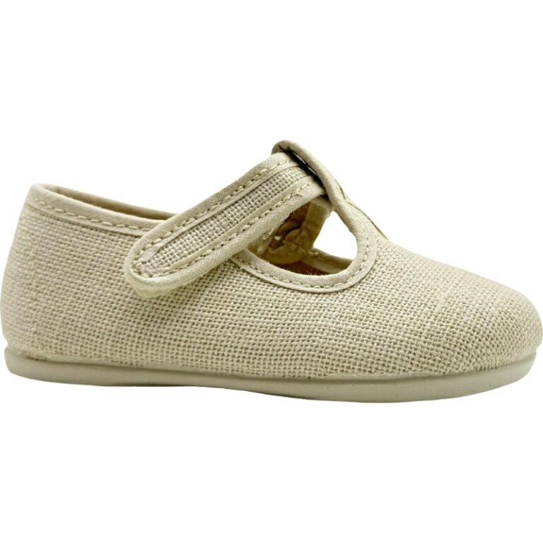 Sandalias Barefoot Pepito Lino Velcro DePablos modelo 71-02 en color hielo