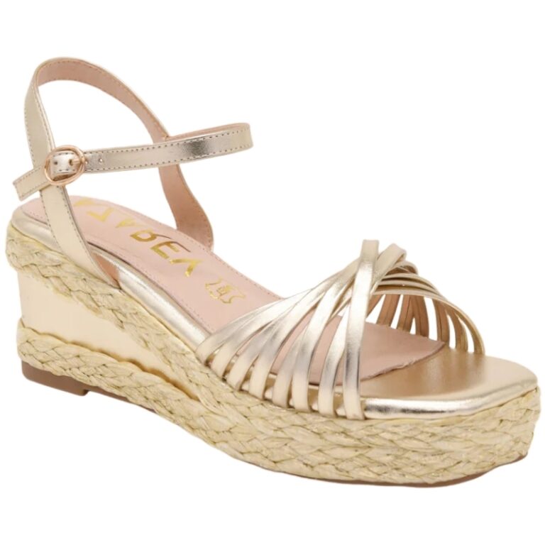 Sandalias de cuña con yute Hélice Azarey modelo 494J669 en color oro