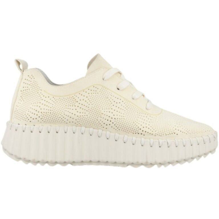 Deportivas con Plataforma Picadas Walk & Fly modelo AH-9837 en color beige