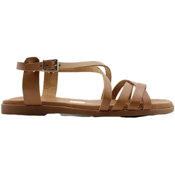 Sandalia de Piel Tiras Trenzado Acolchada modelo 5806 en color marron