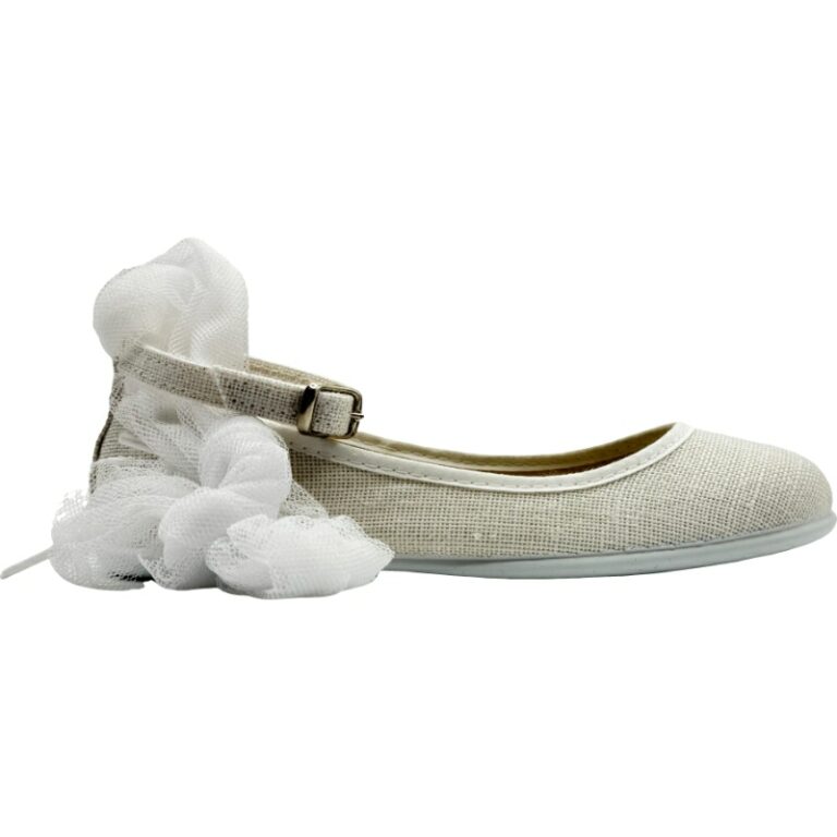 Bailarinas de Lino con pulsera y Tul De Pablos modelo 99.000-0210 en color blanco