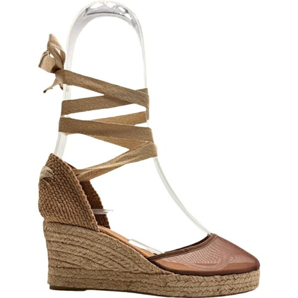 Alpargatas con cintas cuña rejilla nylon De Pablos modelo 302D5 en color marron