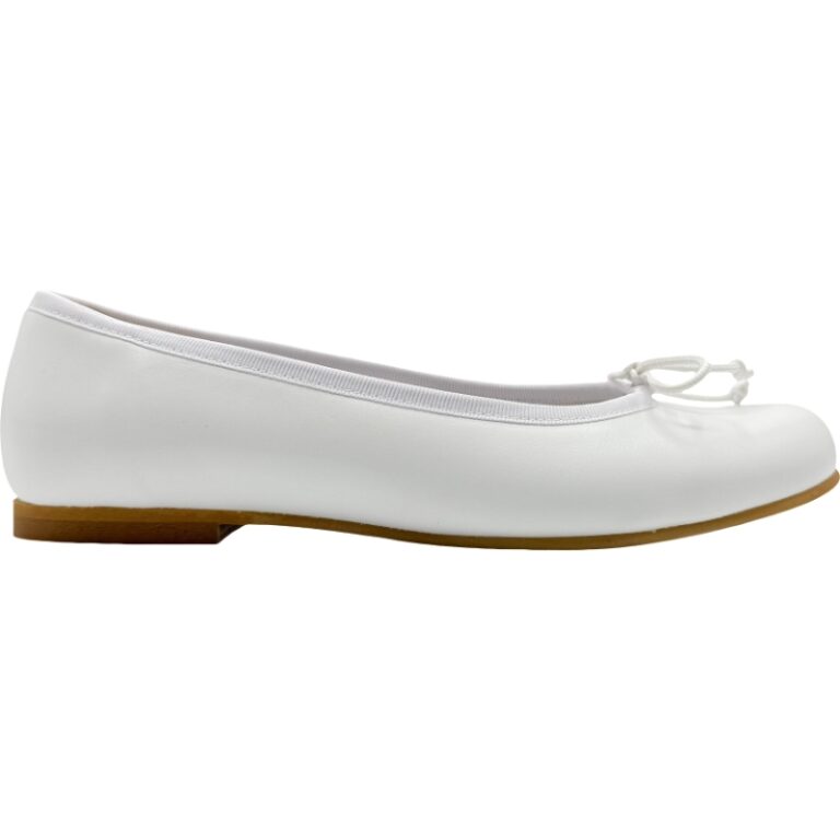 Bailarinas Basicas de piel con lazo ajustable modelo 20126 en color blanco