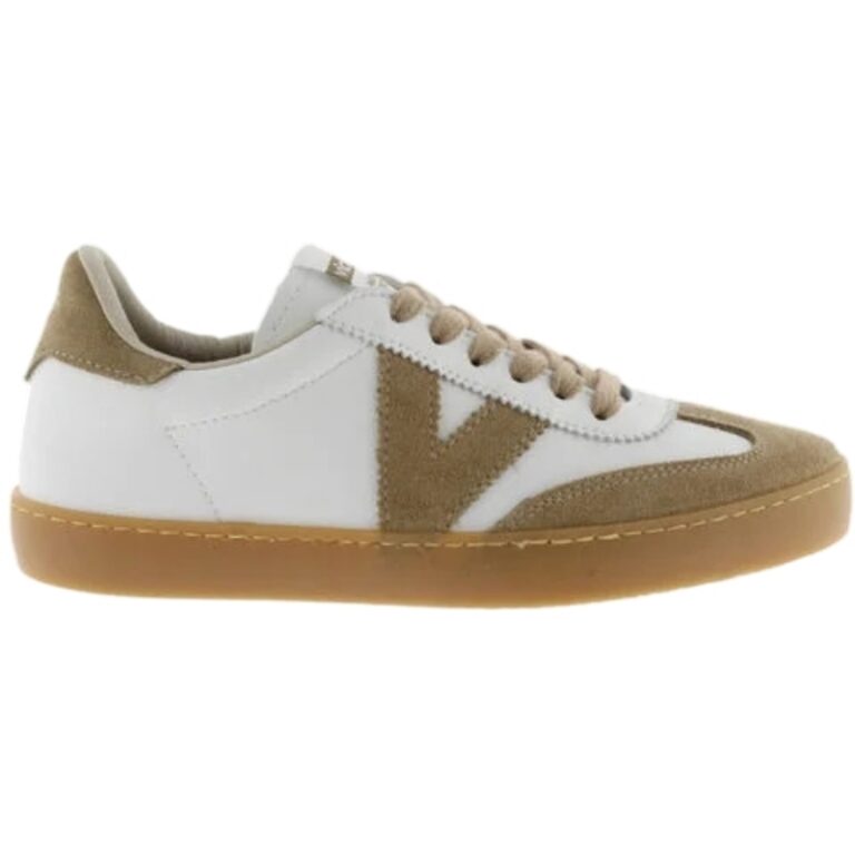 Deportivas Combinadas Piel Serraje Casual Victoria modelo 1126207 en color blanco/beige