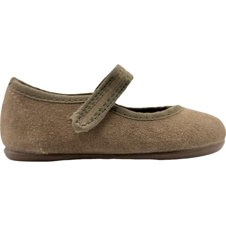 Merceditas Barefoot para niña de serraje y velcro modelo I78/S en color taupe