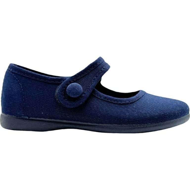 Merceditas Lona para niñas Velcro Botón De Pablos modelo 1144PIQUE en color marino