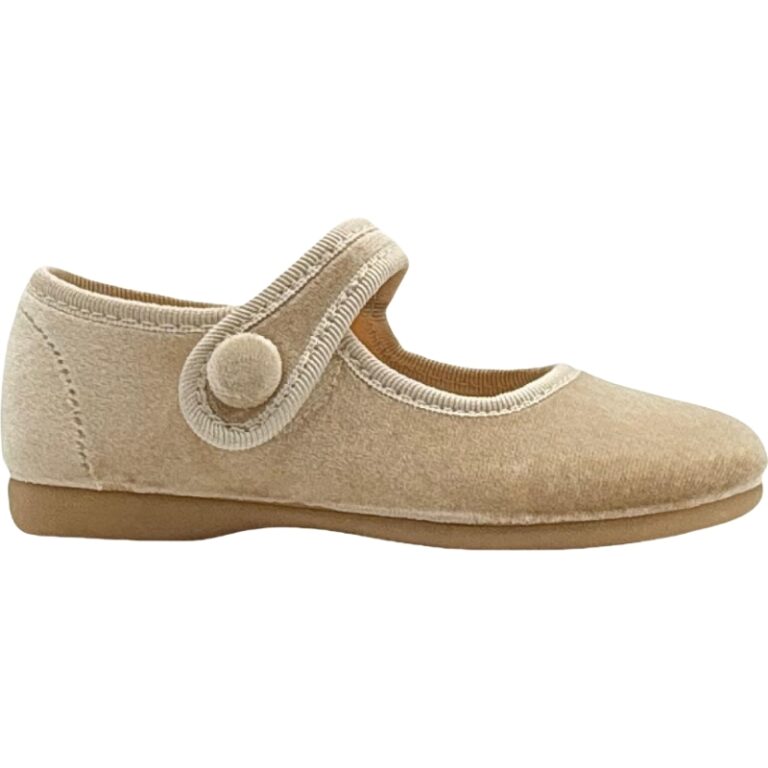 Merceditas blanditas de terciopelo con velcro niña modelo 1144-03 en color champÁn