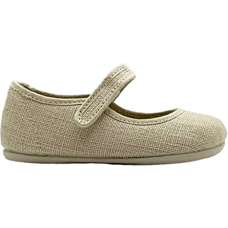Merceditas de niña Barefoot Lino Velcro DePablos modelo 78-02 en color hielo