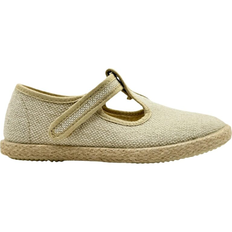 Sandalia pepito de lino con velcro Tokolate modelo 2136 en color natural