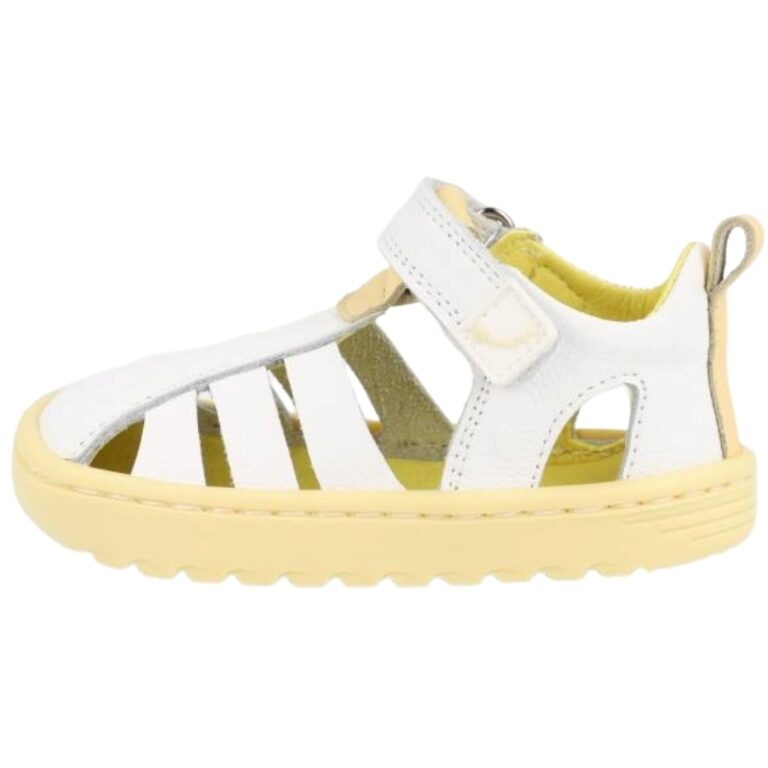 Sandalias Barefoot de piel abiertas Cuba Blanditos modelo CUBA en color blanco/amarillo