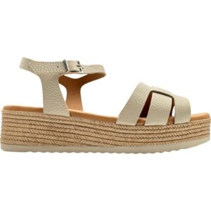 Sandalias con bandas de Piel y Plataforma de Yute
