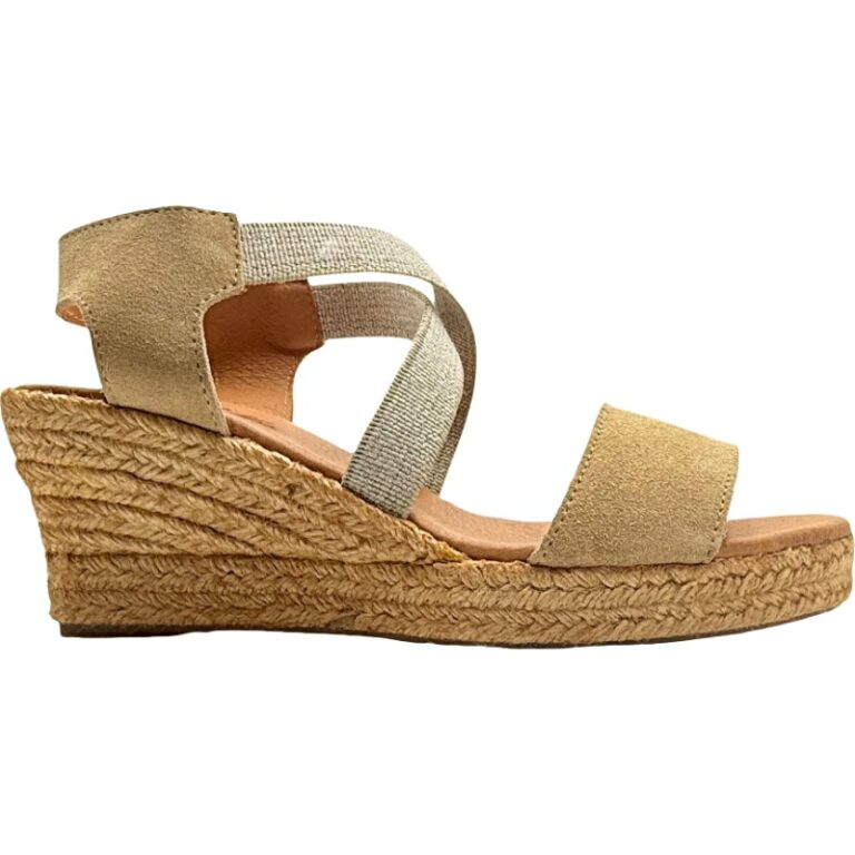 Alpargata serraje con cuña yute y cierre elástico modelo 299D5 en color arena