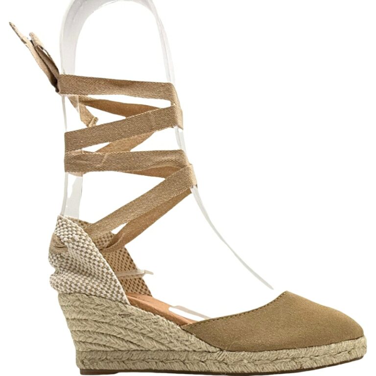 Alpargatas de Cintas Serraje cuña mujer De Pablos modelo 48V5 en color taupe