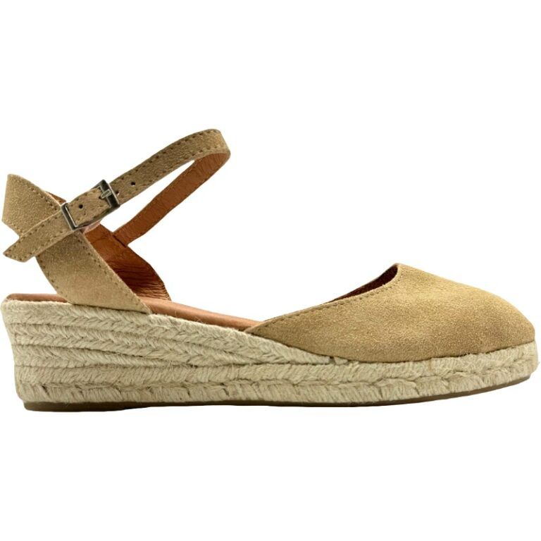 Alpargatas de piel serraje con cuña De Pablos modelo 53S3SERR en color arena