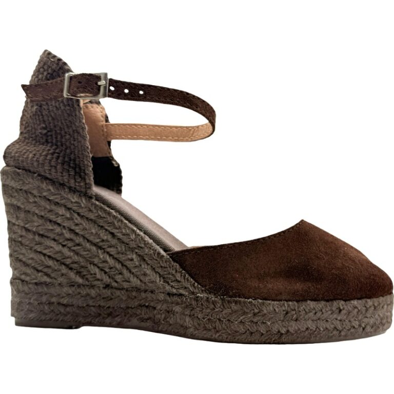 Alpargatas serraje piel cuña al tono De Pablos modelo 52D7 en color chocolate