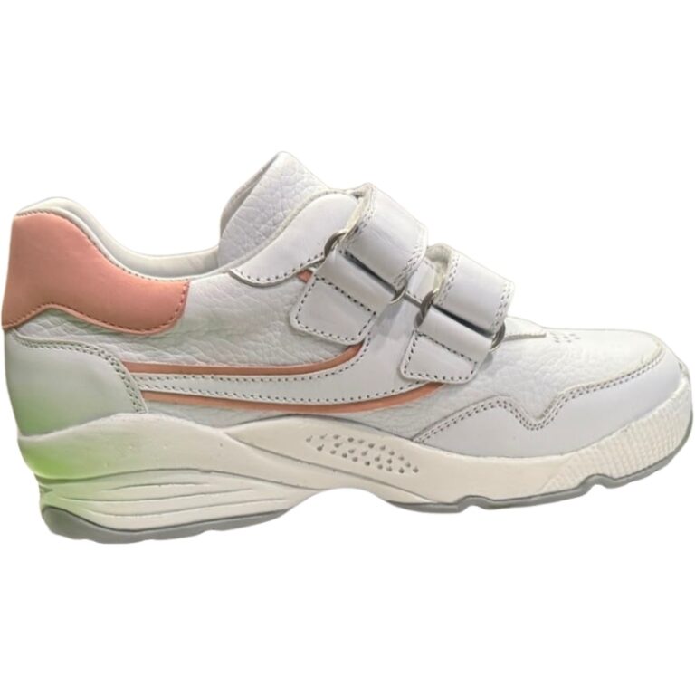 Deportivas Ortopédicas Piel Velcros Mendivil modelo 39547 en color blanco/rosa