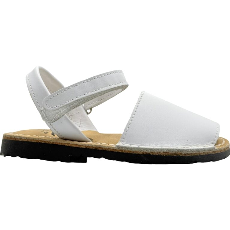 Menorquinas de piel con velcro niños De Pablos modelo 99V en color blanco