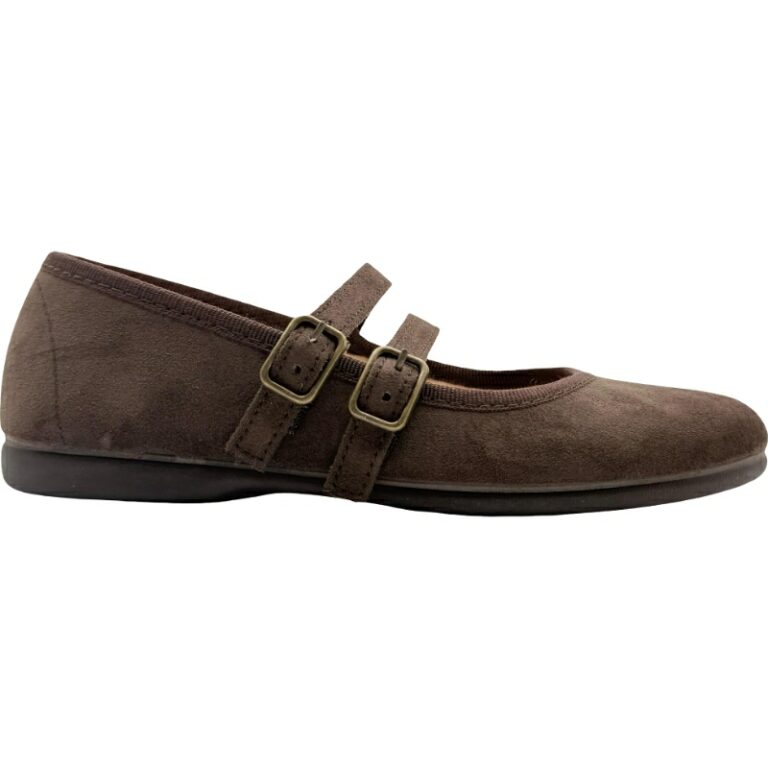 Merceditas con doble hebilla escotada para niña modelo 1170 en color marron