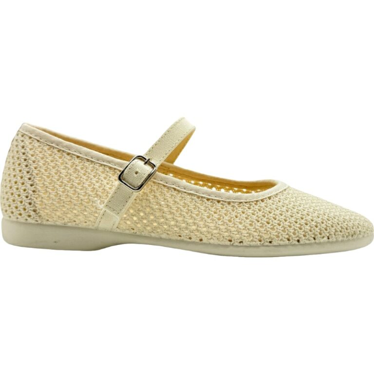 Merceditas textil croché calado escotada De Pablos modelo 1102-78 en color crudo